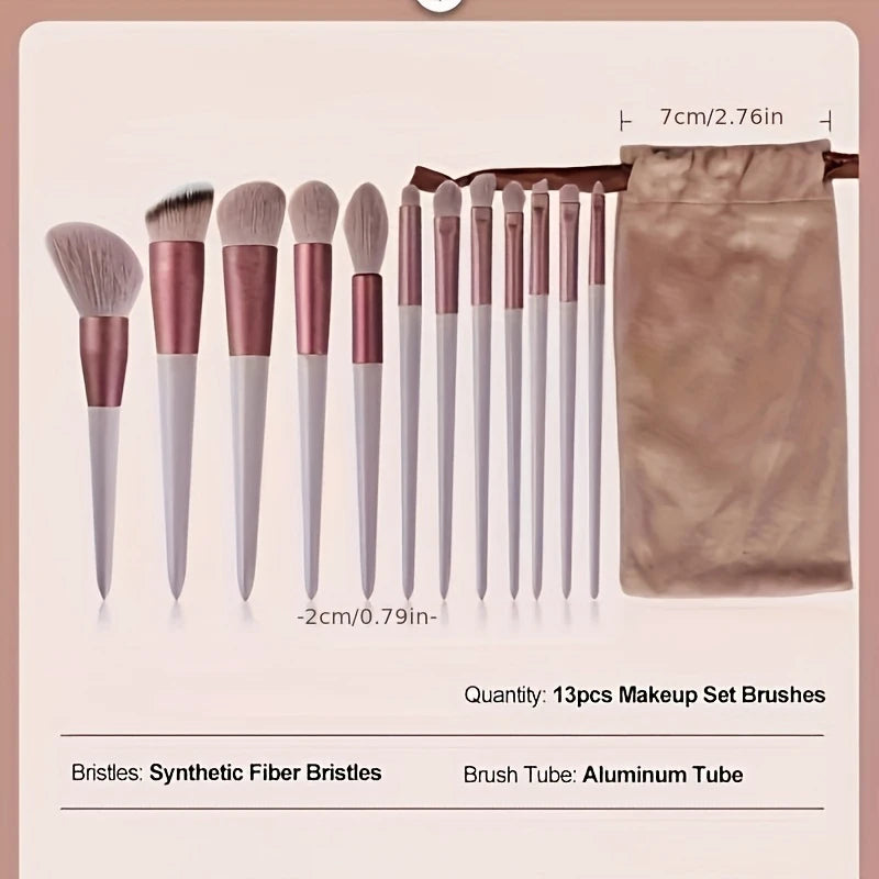 13pcs Luxury Makeup Brush Set with Travel Pouch